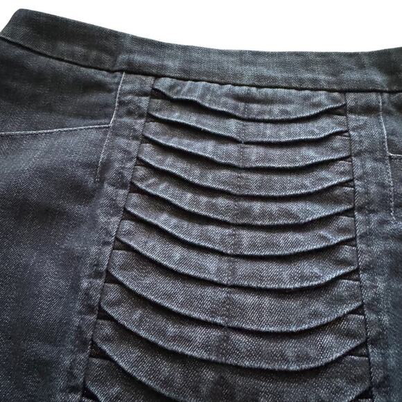 Anthropologie Leifsdottir Denim mini skirt Womens Sz 4 Pleated jean Pockets - Picture 3 of 10